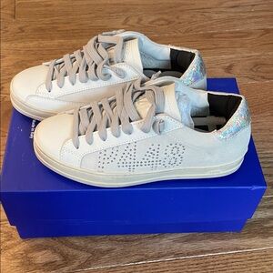 P448 White and Silver Sneakers